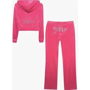 Juicy Couture Women's Bling Velour Tracksuit US Large Bubblegum